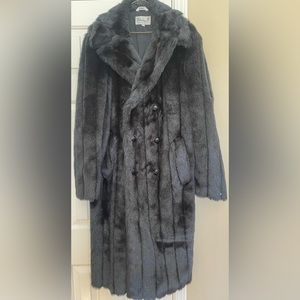VTG Falcone Hvy Thick Plush Double Breasted Lined Faux Fur Long Coat Wms 40